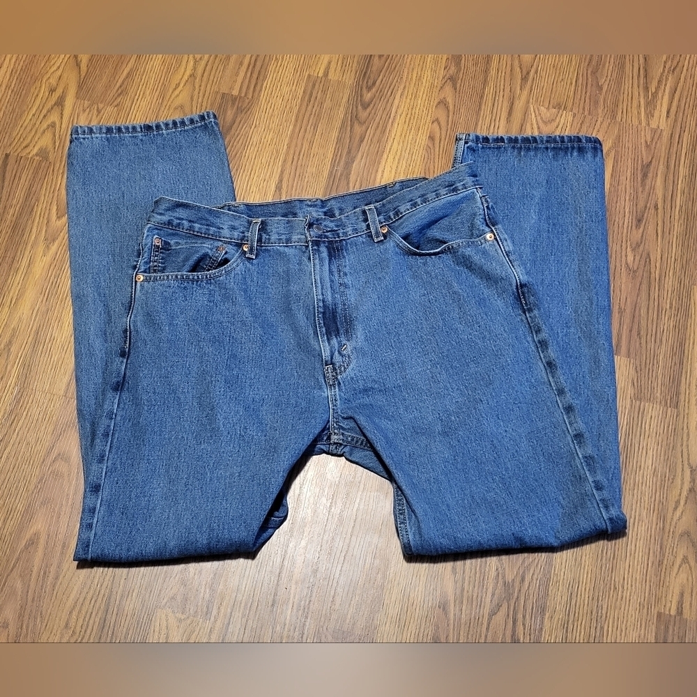 Men's Blue Straight Levi 505 Jeans Classic Thick Denim 38x34 C88